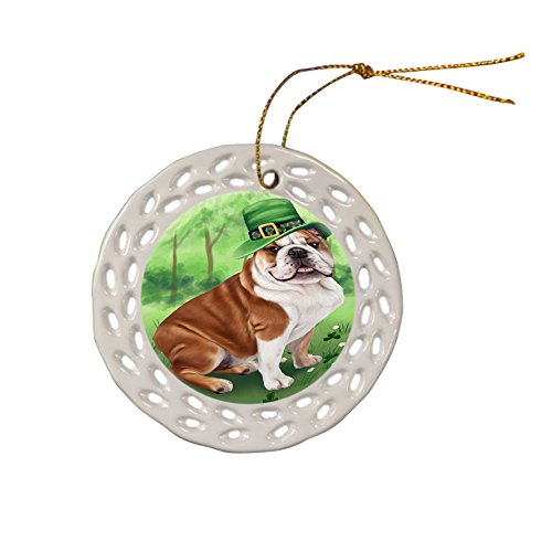 St. Patricks Day Irish Portrait Bulldog Ceramic Doily Ornament DPOR48749