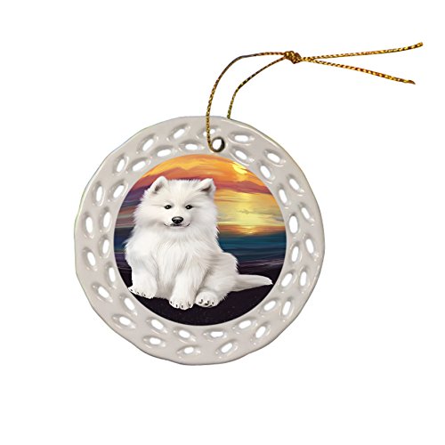 Samoyed Dog Ceramic Doily Ornament DPOR48465