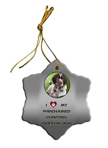 Wirehaired Pointing Griffon Dog Christmas Snowflake Ceramic Ornament
