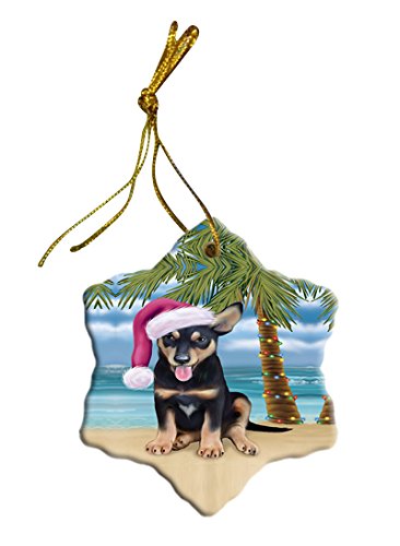Summertime Australian Kelpie Puppy on Beach Christmas Star Ornament POR2759