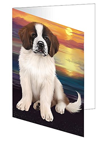 Saint Bernard Dog Handmade Artwork Assorted Pets Greeting Cards and Note Cards with Envelopes for All Occasions and Holiday Seasons D503