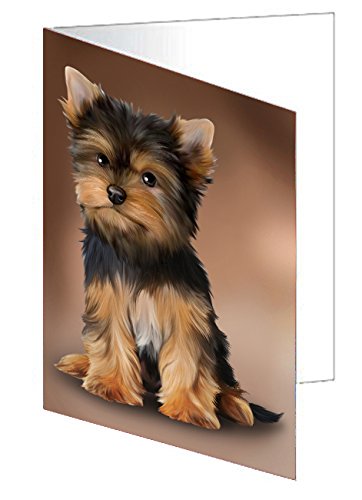 Yorkshire Dog Handmade Artwork Assorted Pets Greeting Cards and Note Cards with Envelopes for All Occasions and Holiday Seasons D351