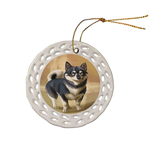 Swedish Vallhund Dog Christmas Doily Ceramic Ornament