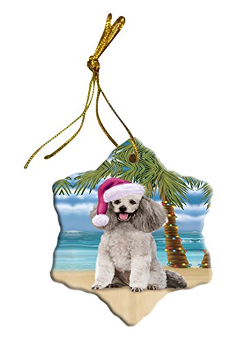 Summertime Poodle Dog on Beach Christmas Star Ornament POR2936