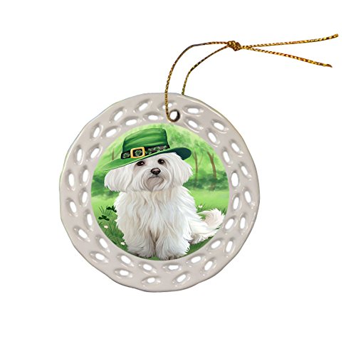 St. Patricks Day Irish Portrait Maltese Dog Ceramic Doily Ornament DPOR48833