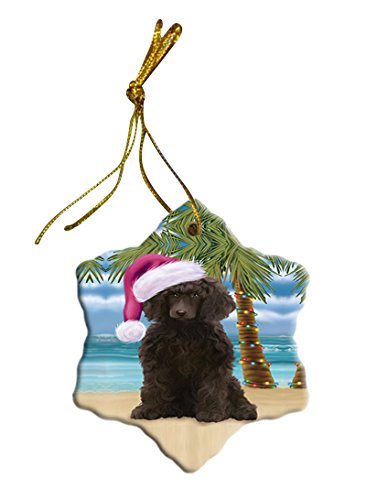 Summertime Poodle Dog on Beach Christmas Star Ornament POR2943