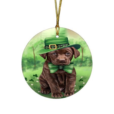 St. Patricks Day Irish Portrait Labrador Retriever Dog Round Christmas Ornament RFPOR48818