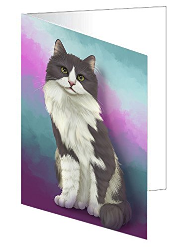 Turkish Angora Cat Handmade Artwork Assorted Pets Greeting Cards and Note Cards with Envelopes for All Occasions and Holiday Seasons
