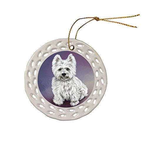 West Highland Terrier Dog Christmas Doily Ceramic Ornament
