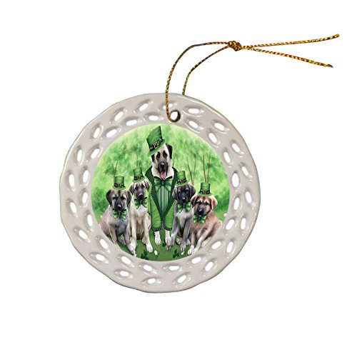 St. Patricks Day Irish Family Portrait Anatolian Shepherds Dog Ceramic Doily Ornament DPOR48396