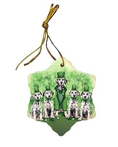St. Patricks Day Irish Family Portrait Dalmatians Dog Star Porcelain Ornament SPOR48785