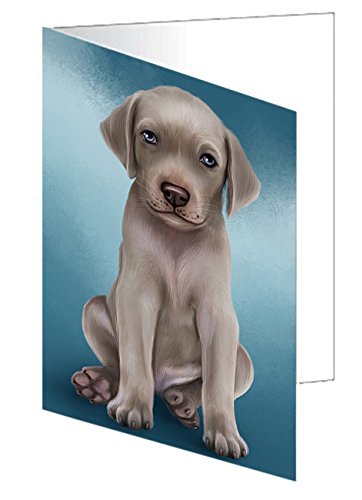 Weimaraner Dog Handmade Artwork Assorted Pets Greeting Cards and Note Cards with Envelopes for All Occasions and Holiday Seasons GCD49088