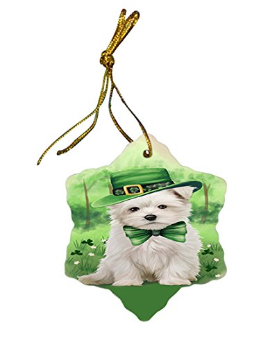 St. Patricks Day Irish Portrait Maltese Dog Star Porcelain Ornament SPOR48826