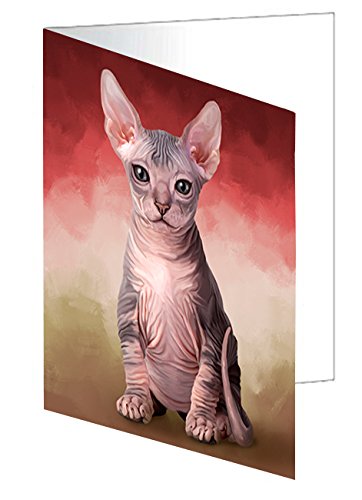 Sphynx Cat Handmade Artwork Assorted Pets Greeting Cards and Note Cards with Envelopes for All Occasions and Holiday Seasons GCD48408