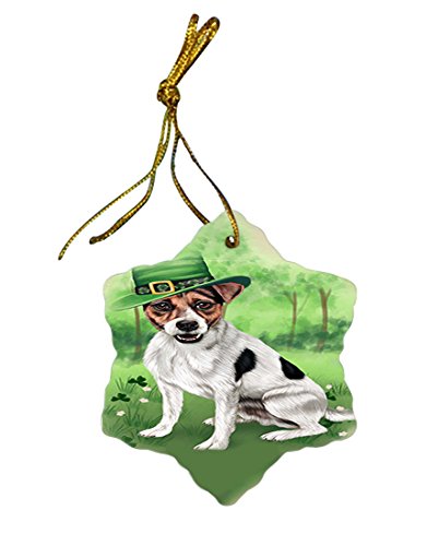 St. Patricks Day Irish Portrait Jack Russell Terrier Dog Star Porcelain Ornament SPOR48812
