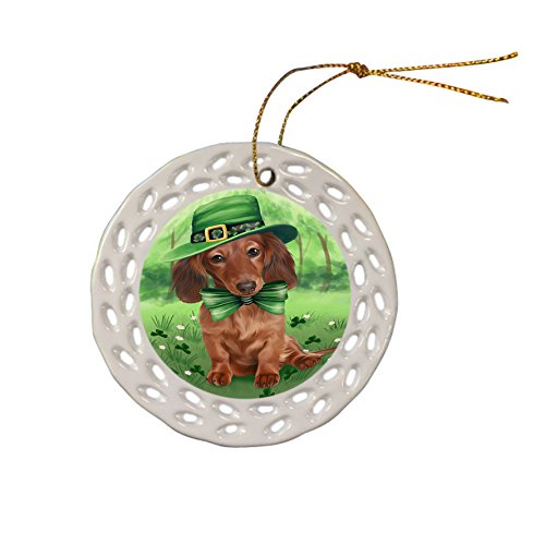 St. Patricks Day Irish Portrait Dachshund Dog Ceramic Doily Ornament DPOR48500