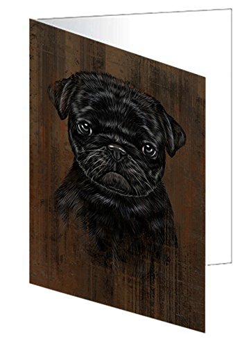 Rustic Pug Dog Handmade Artwork Assorted Pets Greeting Cards and Note Cards with Envelopes for All Occasions and Holiday Seasons GCD48749