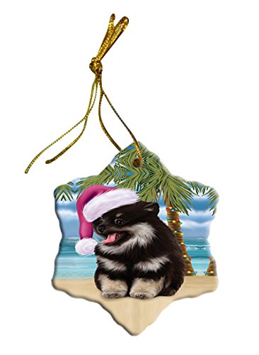 Summertime Pomeranian Spitz Dog on Beach Christmas Star Ornament POR2921