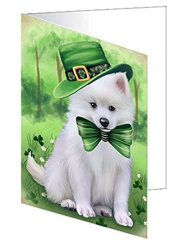 St. Patricks Day Irish Portrait American Eskimo Dog Handmade Artwork Assorted Pets Greeting Cards and Note Cards with Envelopes for All Occasions and Holiday Seasons GCD49532