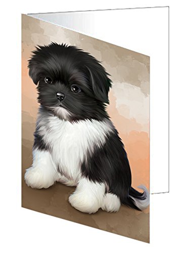 Shih Tzu Dog Handmade Artwork Assorted Pets Greeting Cards and Note Cards with Envelopes for All Occasions and Holiday Seasons