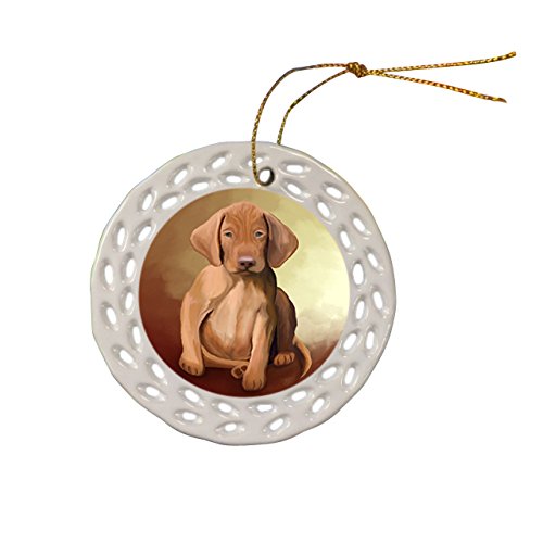 Vizsla Dog Christmas Doily Ceramic Ornament