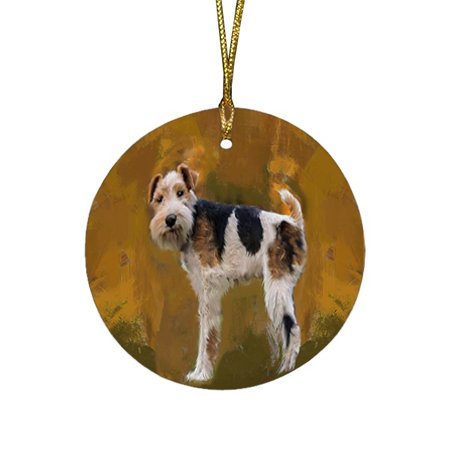 Wire Hair Fox Terrier Dog Round Christmas Ornament RFPOR48432