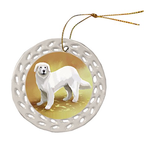 Slovensky Cuvac Dog Christmas Doily Ceramic Ornament