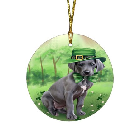 St. Patricks Day Irish Portrait Great Dane Dog Round Christmas Ornament RFPOR48805