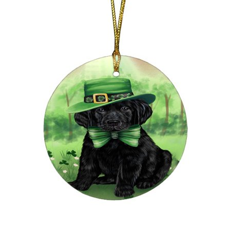 St. Patricks Day Irish Portrait Labrador Retriever Dog Round Christmas Ornament RFPOR48816