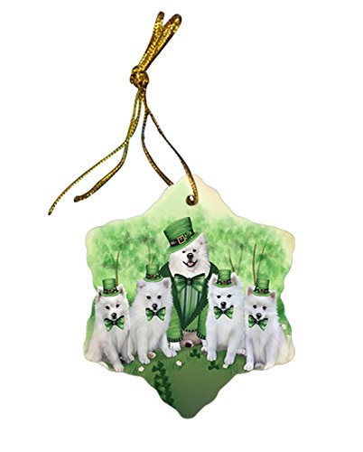 St. Patricks Day Irish Family Portrait American Eskimos Dog Star Porcelain Ornament SPOR48385