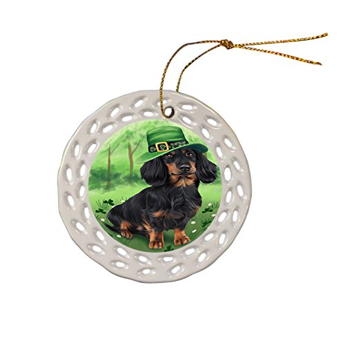 St. Patricks Day Irish Portrait Dachshund Dog Ceramic Doily Ornament DPOR48398