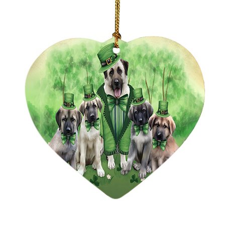 St. Patricks Day Irish Family Portrait Anatolian Shepherds Dog Heart Christmas Ornament HPOR48454