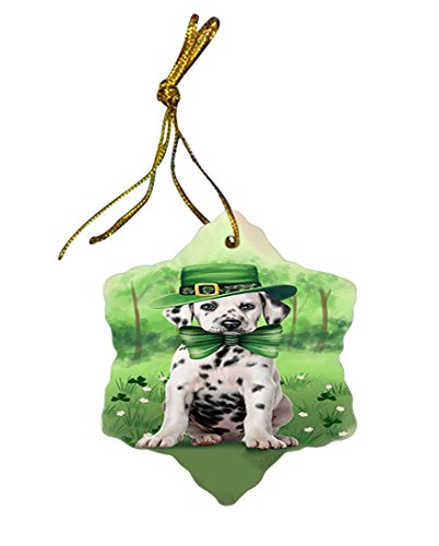 St. Patricks Day Irish Portrait Dalmatian Dog Star Porcelain Ornament SPOR48786