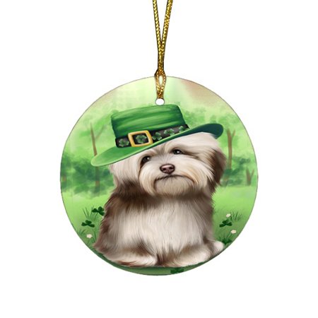 St. Patricks Day Irish Portrait Havanese Dog Round Christmas Ornament RFPOR48806