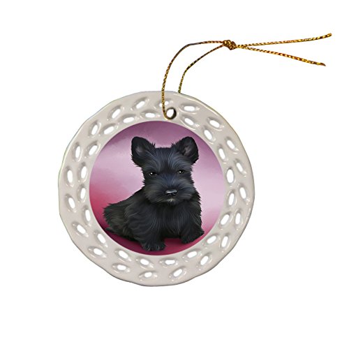 Scottish Terrier Dog Ceramic Doily Ornament DPOR48360