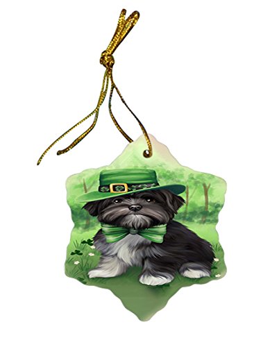 St. Patricks Day Irish Portrait Lhasa Apso Dog Star Porcelain Ornament SPOR48823