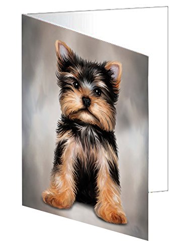 Yorkshire Terrier Dog Handmade Artwork Assorted Pets Greeting Cards and Note Cards with Envelopes for All Occasions and Holiday Seasons D062