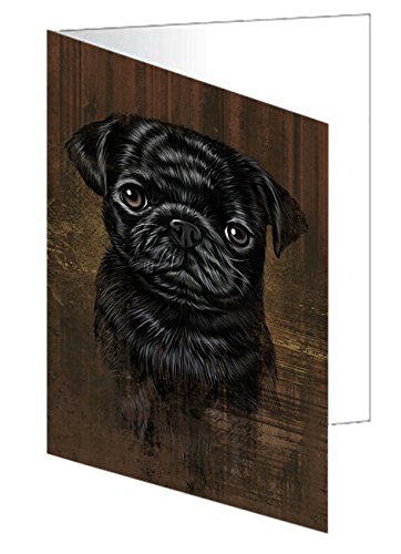 Rustic Pug Dog Handmade Artwork Assorted Pets Greeting Cards and Note Cards with Envelopes for All Occasions and Holiday Seasons GCD48740