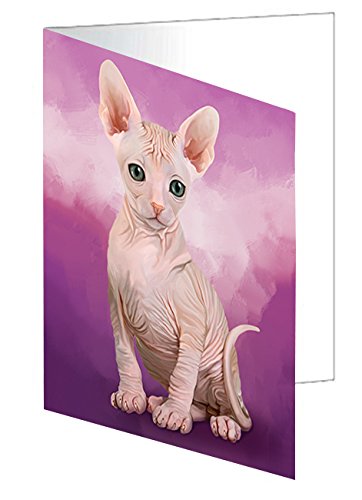 Sphynx Cat Handmade Artwork Assorted Pets Greeting Cards and Note Cards with Envelopes for All Occasions and Holiday Seasons GCD48402