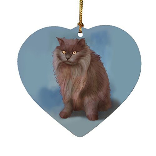 Tiffany Cat Heart Christmas Ornament