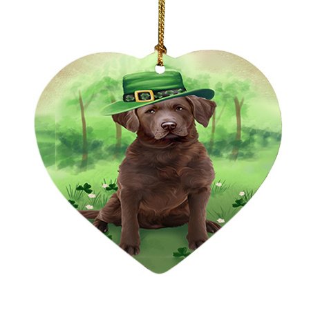 St. Patricks Day Irish Portrait Chesapeake Bay Retriever Dog Heart Christmas Ornament HPOR48769