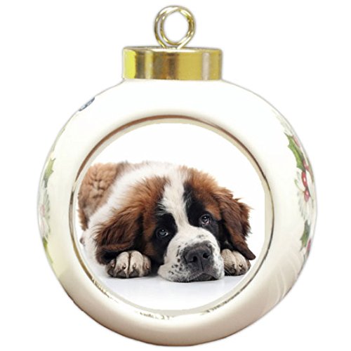 Saint Bernard Puppy Christmas Holiday Ornament
