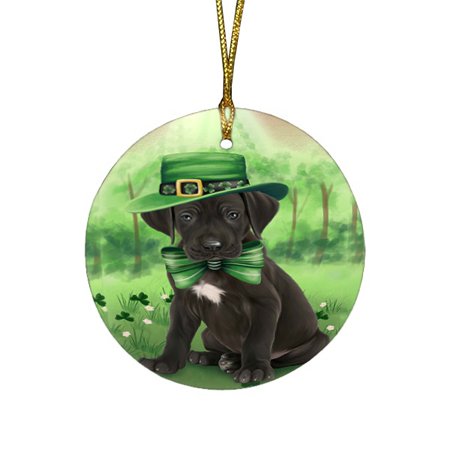 St. Patricks Day Irish Portrait Great Dane Dog Round Christmas Ornament RFPOR48802