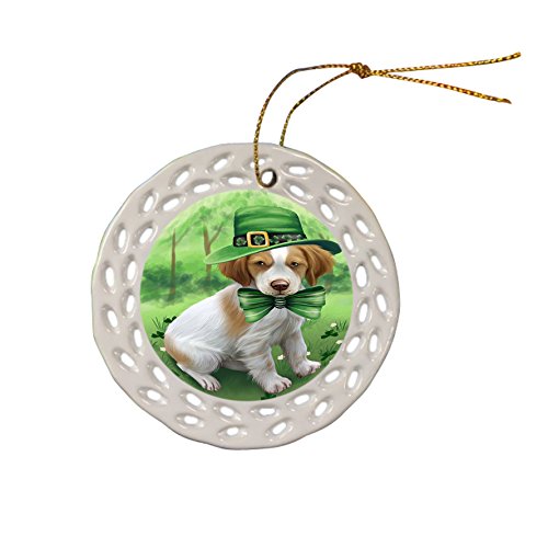 St. Patricks Day Irish Portrait Brittany Spaniel Dog Ceramic Doily Ornament DPOR48744