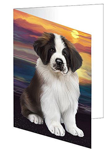Saint Bernard Dog Handmade Artwork Assorted Pets Greeting Cards and Note Cards with Envelopes for All Occasions and Holiday Seasons D505