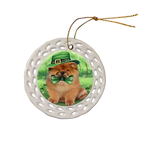 St. Patricks Day Irish Portrait Chow Chow Dog Ceramic Doily Ornament DPOR48784