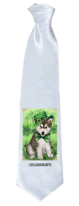 St Patricks Day Irish Portrait Alaskan Malamute Dog Neck Tie TIE48350