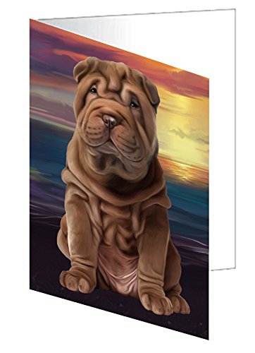 Shar-Pei Dog Handmade Artwork Assorted Pets Greeting Cards and Note Cards with Envelopes for All Occasions and Holiday Seasons