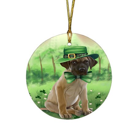 St. Patricks Day Irish Portrait Great Dane Dog Round Christmas Ornament RFPOR48803