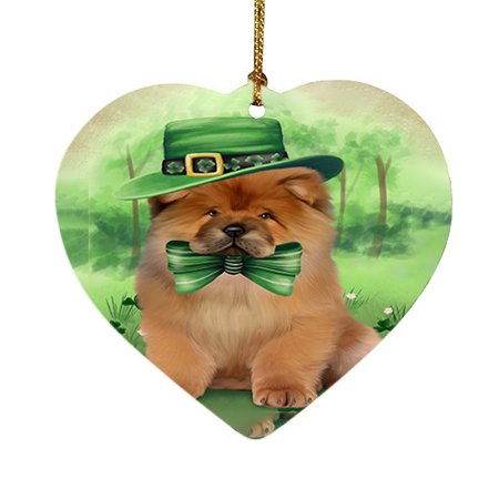 St. Patricks Day Irish Portrait Chow Chow Dog Heart Christmas Ornament HPOR48784